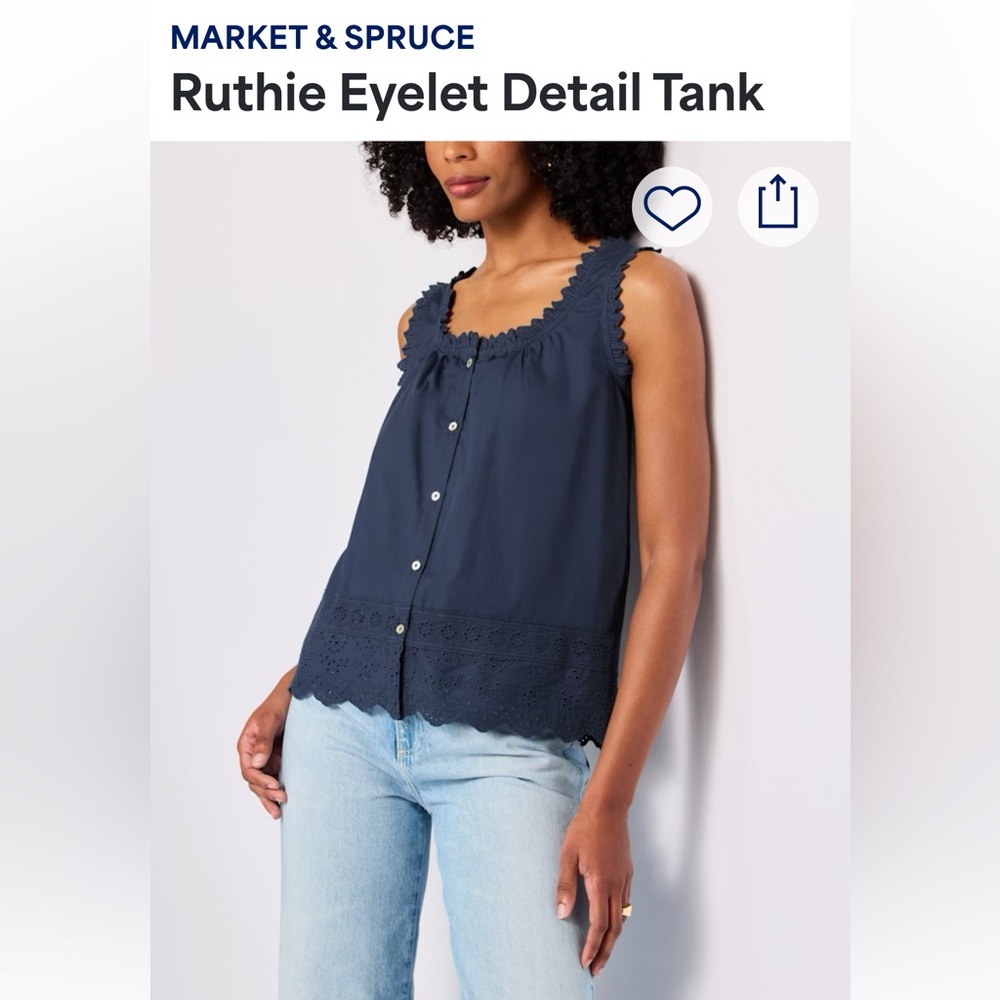 Market & Spruce, Ruthie eyelet tank Sz Sm